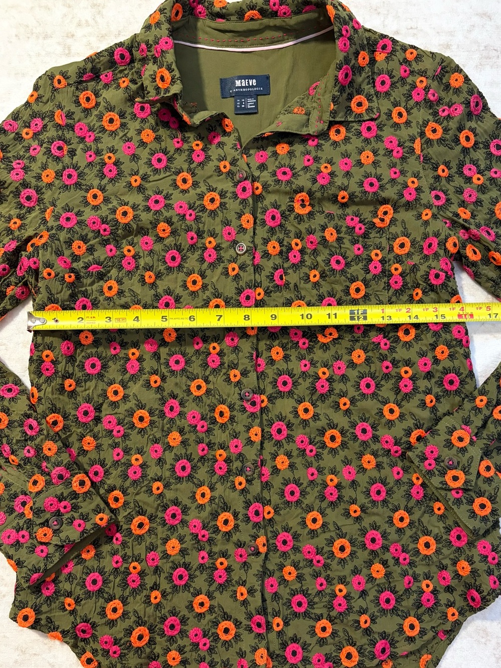ANTHROPOLOGIE X MAEVE 6 M Embroidered Button Down Floral Blouse - Picture 5 of 9